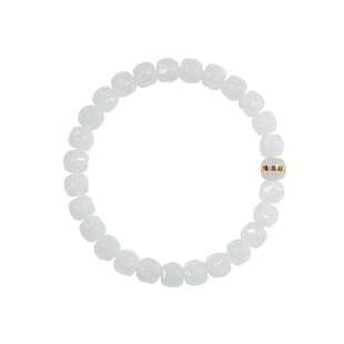 易行堂和田玉手串月蚀白玉无相温润脂白镯心料文玩单圈珠宝手链男