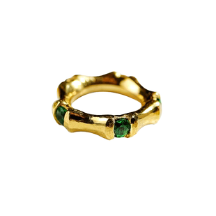 易行堂格竹卡环24K金镶嵌绿宝石文玩单圈DIY配件菩提佛珠配饰男女