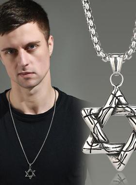潮流轻奢钛钢项链六芒星百搭吊坠