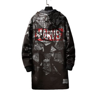 漫威毒液电影周边风衣男venom中长款 外套潮流 加绒外套连帽秋冬季
