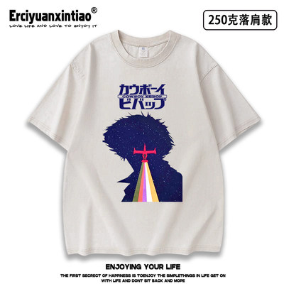 星际牛仔cowboy水洗做旧短袖T恤男女潮流百搭夏季新款上衣衣服tee