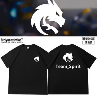 T恤夏季 Team_Spirit绿龙csgo比赛dota2战队服落肩款 260克重磅短袖