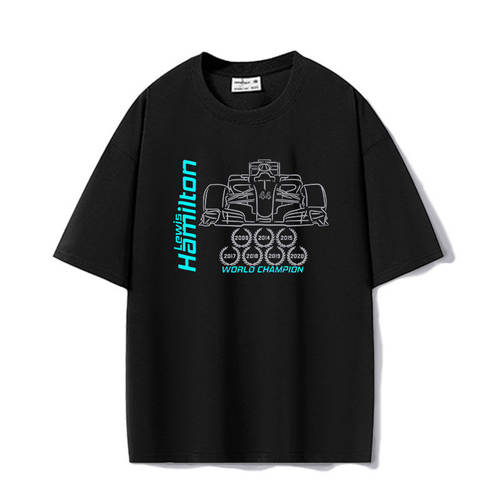 汉密尔顿世界F1赛车爱好者超宽松oversize重磅短袖T恤夏季男女tee