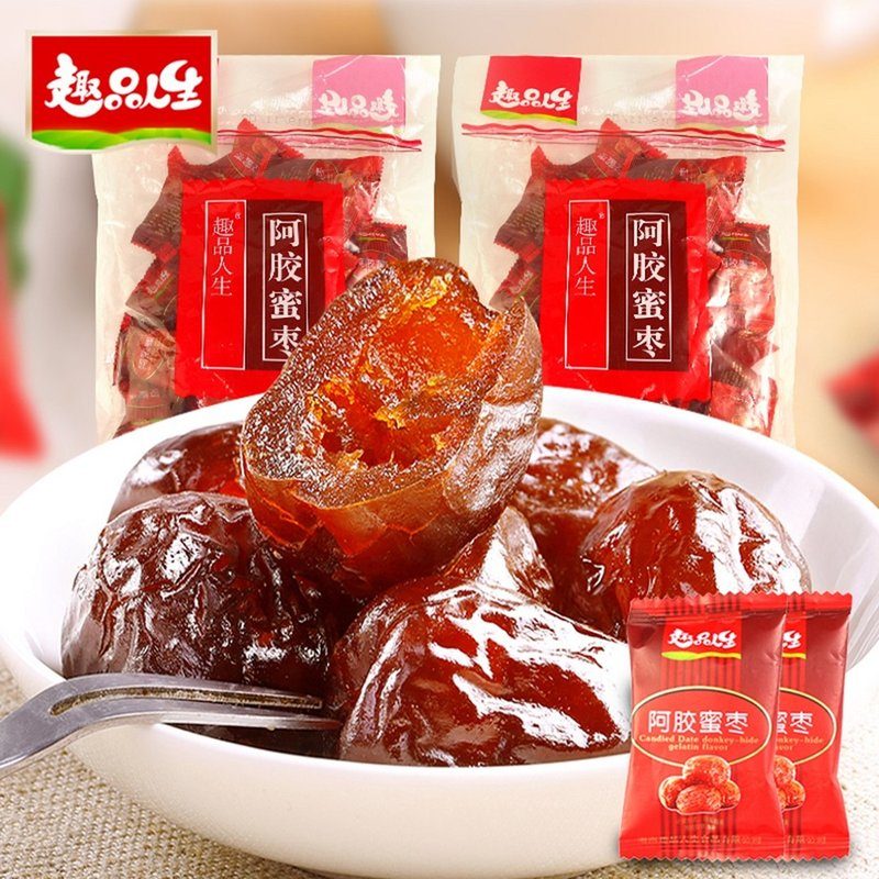 趣品人生阿胶蜜枣无核金丝蜜枣休闲零食红糖阿胶枣独立装500g专属