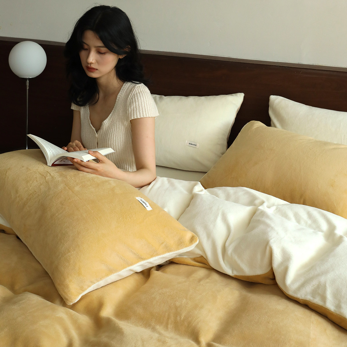 牛奶绒被套单件简约拼色珊瑚绒冬季加厚法兰绒被罩1.5米单双人