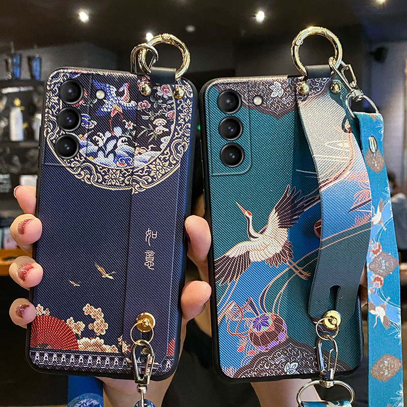 适用三星s21fe手机壳斜挎挂绳