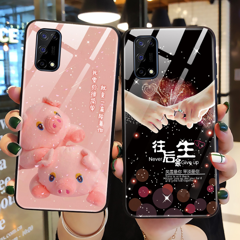 realmeV5手机壳玻璃realme真我V5保护硅胶套realmev3软壳oppo全包v3防摔5g可爱猪opporealmev男RMX2111女2200