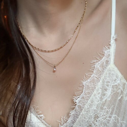 星落双叠法式复古锆项链