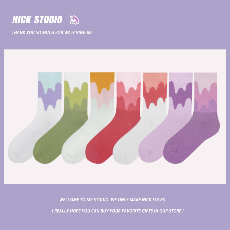 nicksocks袜子女ins冰淇淋渐变