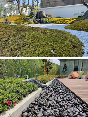 户外火山石雨花石鱼缸皮鹅卵石水洗灰石盖物地盆覆白石子松花园铺