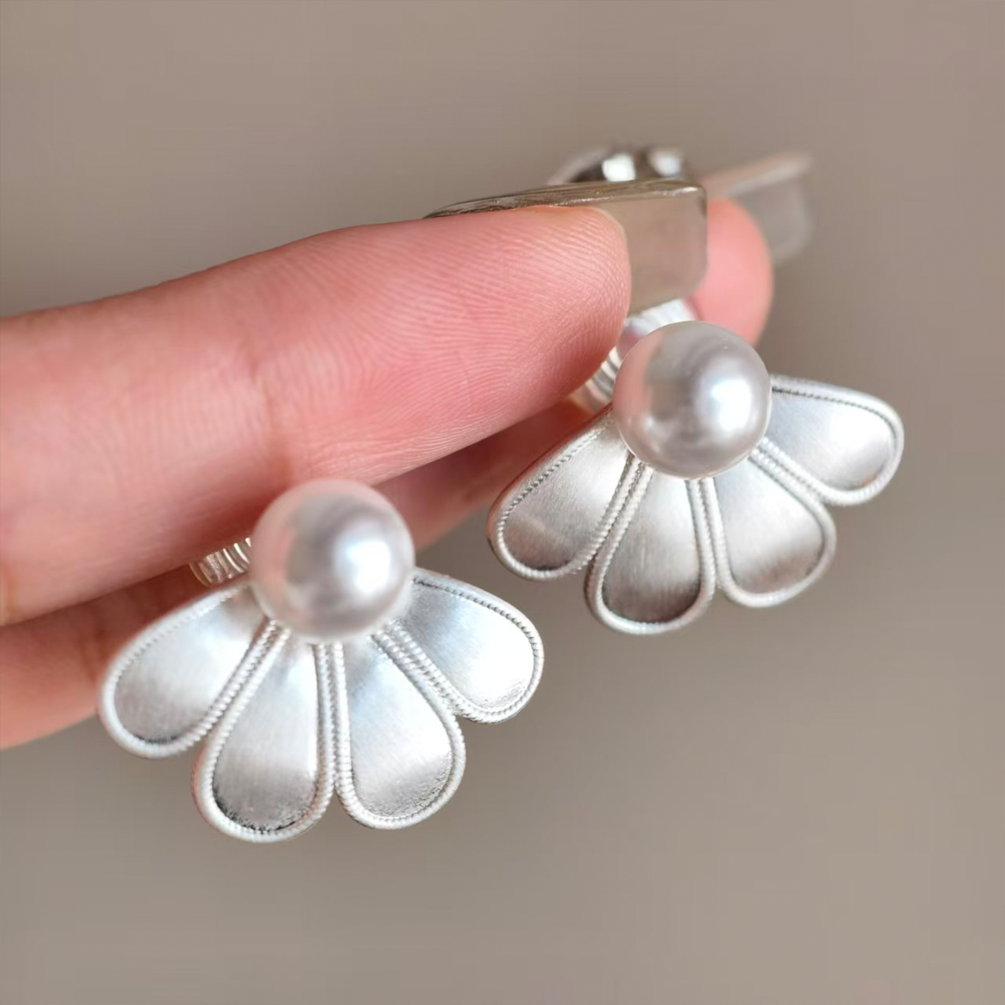 法式小众设计花朵珍珠耳钉