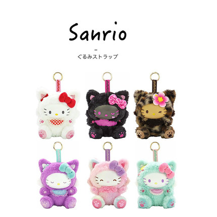日本三丽鸥正版树脂脸hellokitty凯蒂猫kt猫公仔玩偶毛绒包包挂件