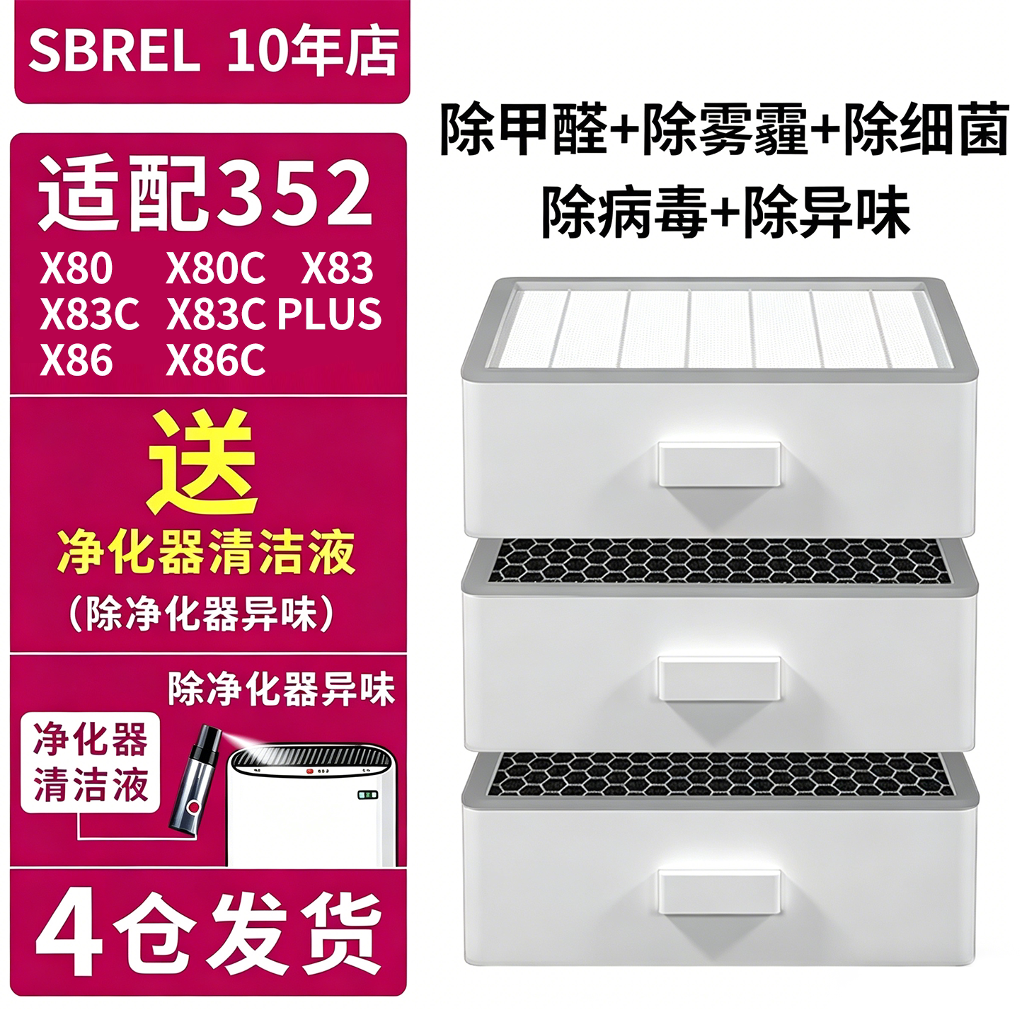 适用352空气净化器滤芯图片