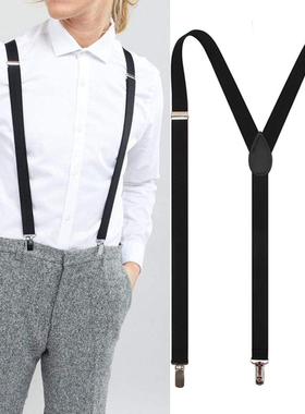 新款男士女士通用时尚背带吊裤夹西装裤吊带夹英伦风背带裤背带夹