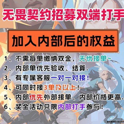 【无畏契约招募打手】无畏契约手游端游代打陪玩通行证段位定级赛