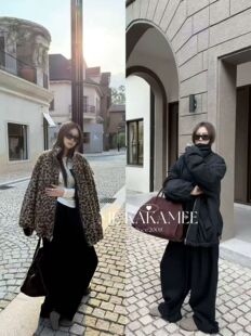 2025秋冬新款 宽松休闲百搭豹纹加绒加厚保暖外套正反两面可穿 韩版