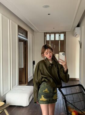 GOD财神2026早春新款美式复古小众设计翻领皮衣外套女宽松百搭