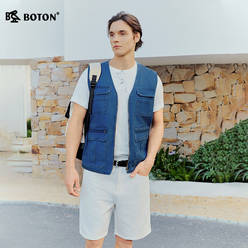 Boton/波顿2026年户外工装马甲男多口袋休闲背心夏季坎肩