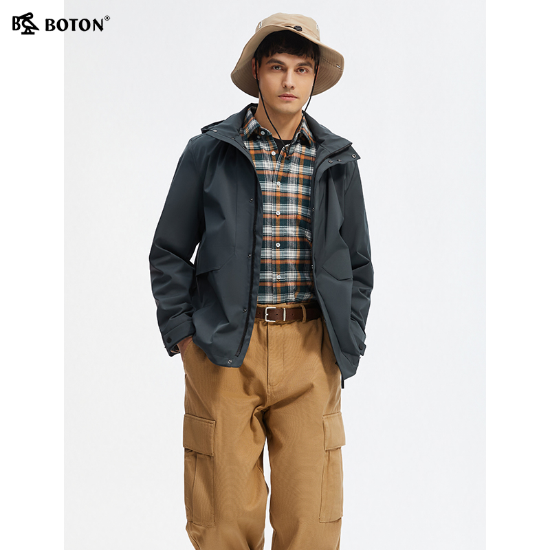 波顿2025春夏季新款男士高端连帽夹克高端美式休闲外套上衣抗皱