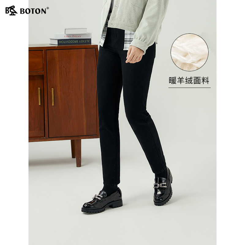 波顿牛仔裤长裤高腰休闲