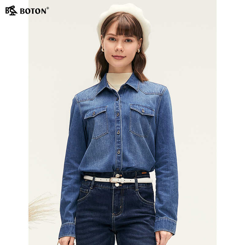 BSiEE本涩牛仔衬衫复古港风