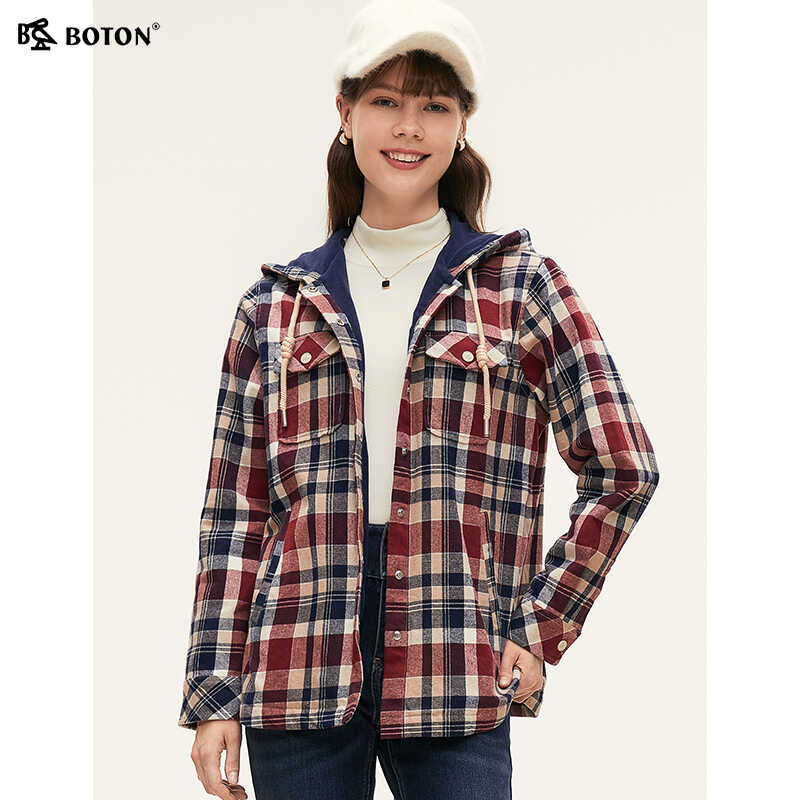 衬衫波顿磨毛中长款格子古着宽松