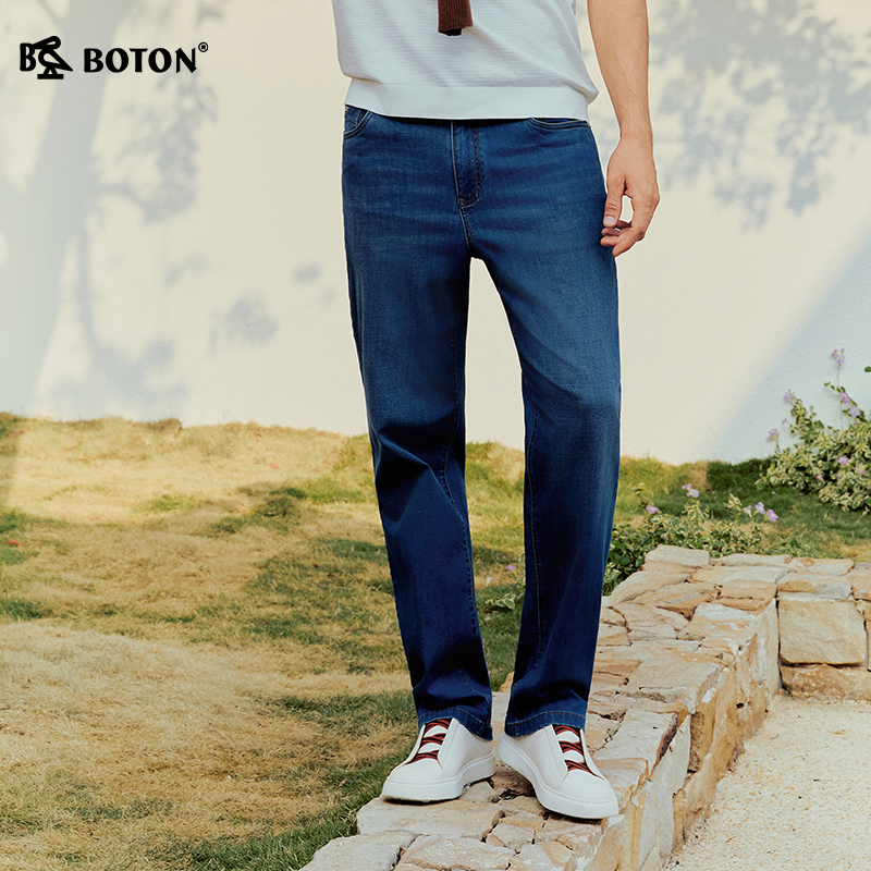 Boton/波顿男装弯袋直筒牛仔裤拉链质感男士2026年春夏季