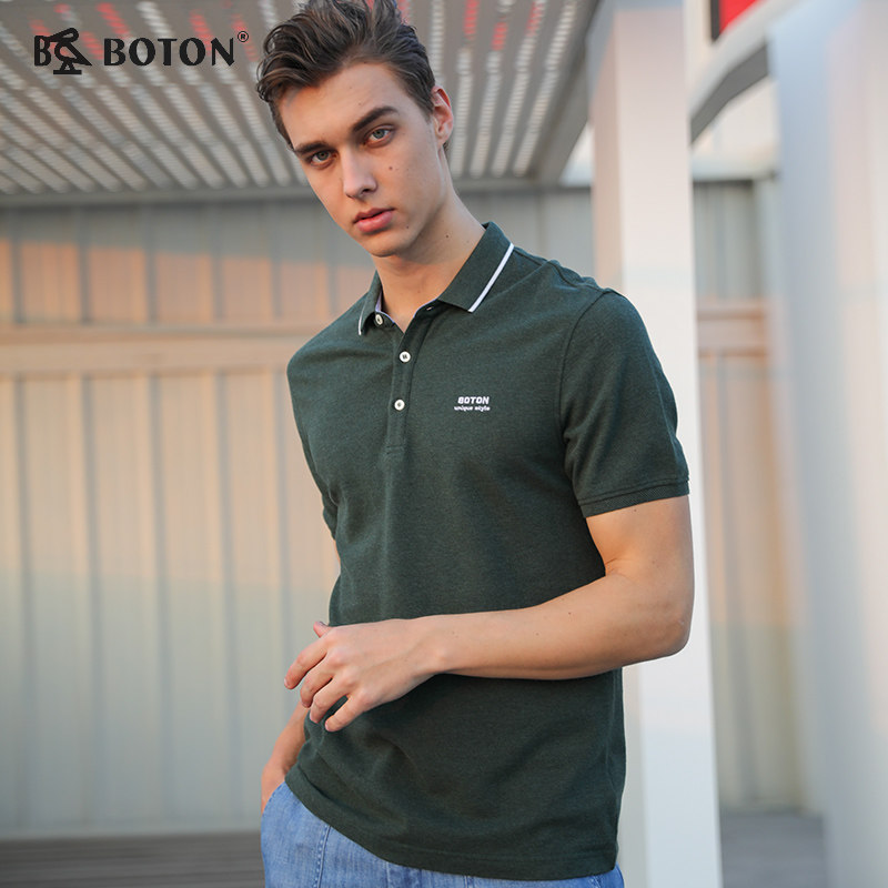 波顿/Boton保罗短袖polo衫t恤男士中年翻领商务纯色纯棉爸爸夏装