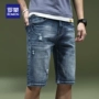 Luomenn quần jeans nam thẳng quần short mùa hè xu hướng thanh niên rộng kích thước lớn quần áo nam 5 điểm quần nam - Quần jean quần jean nam đẹp