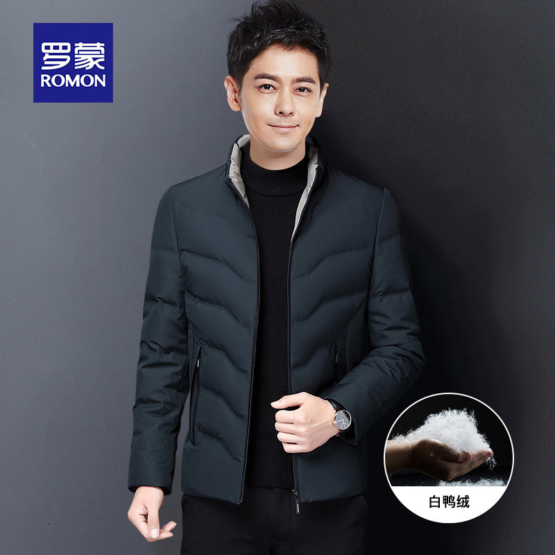 ROMON OFFICIAL DOWN JACKET MENS STAND COLLAR LIGHT CASUAL WINTER CLOTHES THICKENED WARM SLIM DAD TOP JACKET MEN