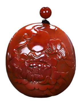 天然保山花鸟男女款南红吊坠