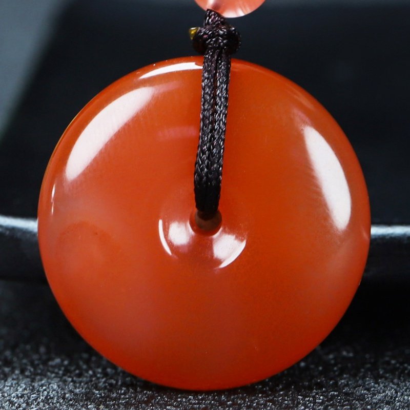 【原矿】天然南红玛瑙柿子红平安扣素面玉坠原石吊坠男女款287号