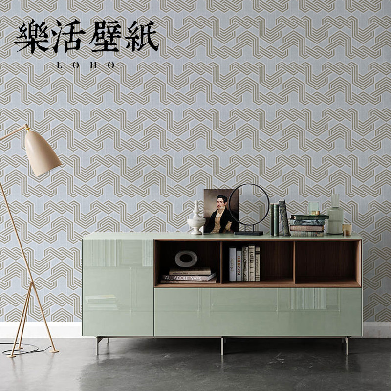 北欧几何线条灰色格子加厚无纺布壁纸卧室客厅背景墙墙纸2026新款