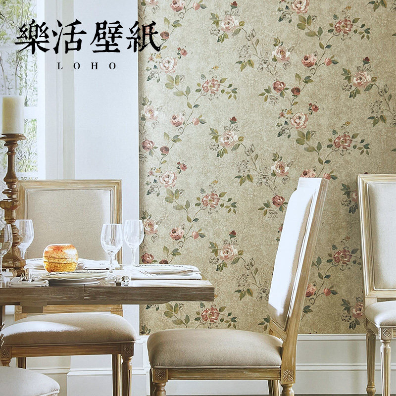 复古美式乡村田园碎花纯纸墙纸卧室客厅背景墙壁纸约克进口高级感