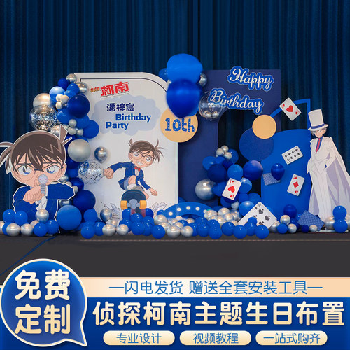 侦探派对背景墙板布置十周
