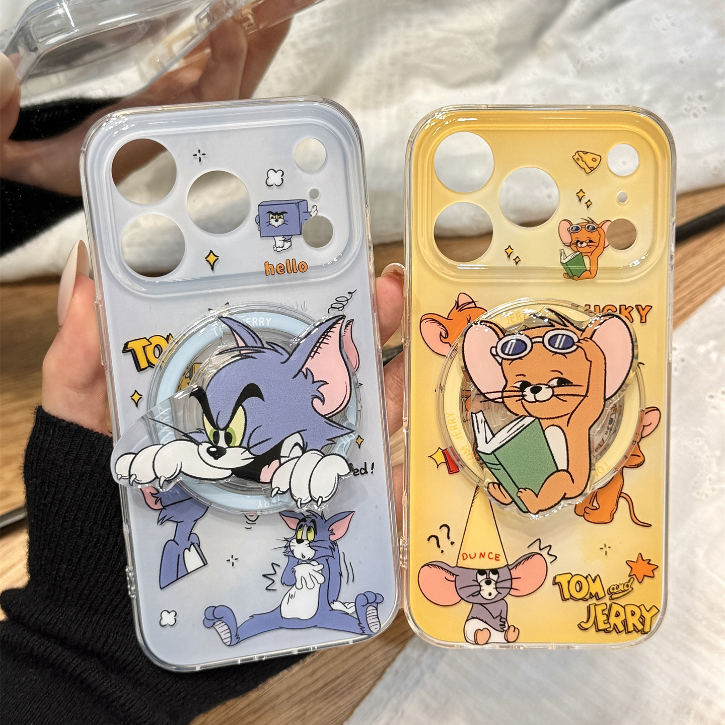 可爱卡通动漫猫和老鼠磁吸支架适用于iphone17promax苹果14手机壳15新款16pro女13情侣17pm双层硅胶防摔软壳