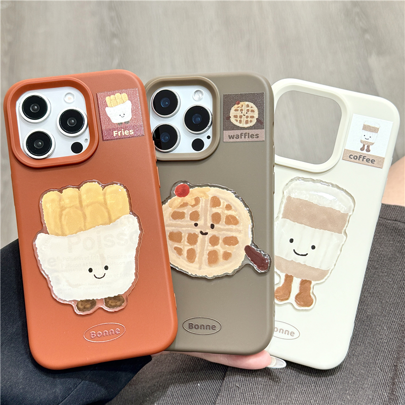 玩胜 jellycat立体华夫饼薯条咖啡杯iphone16promax苹果14手机壳15新款15pro女12情侣13pm磨砂硅胶创意防摔套