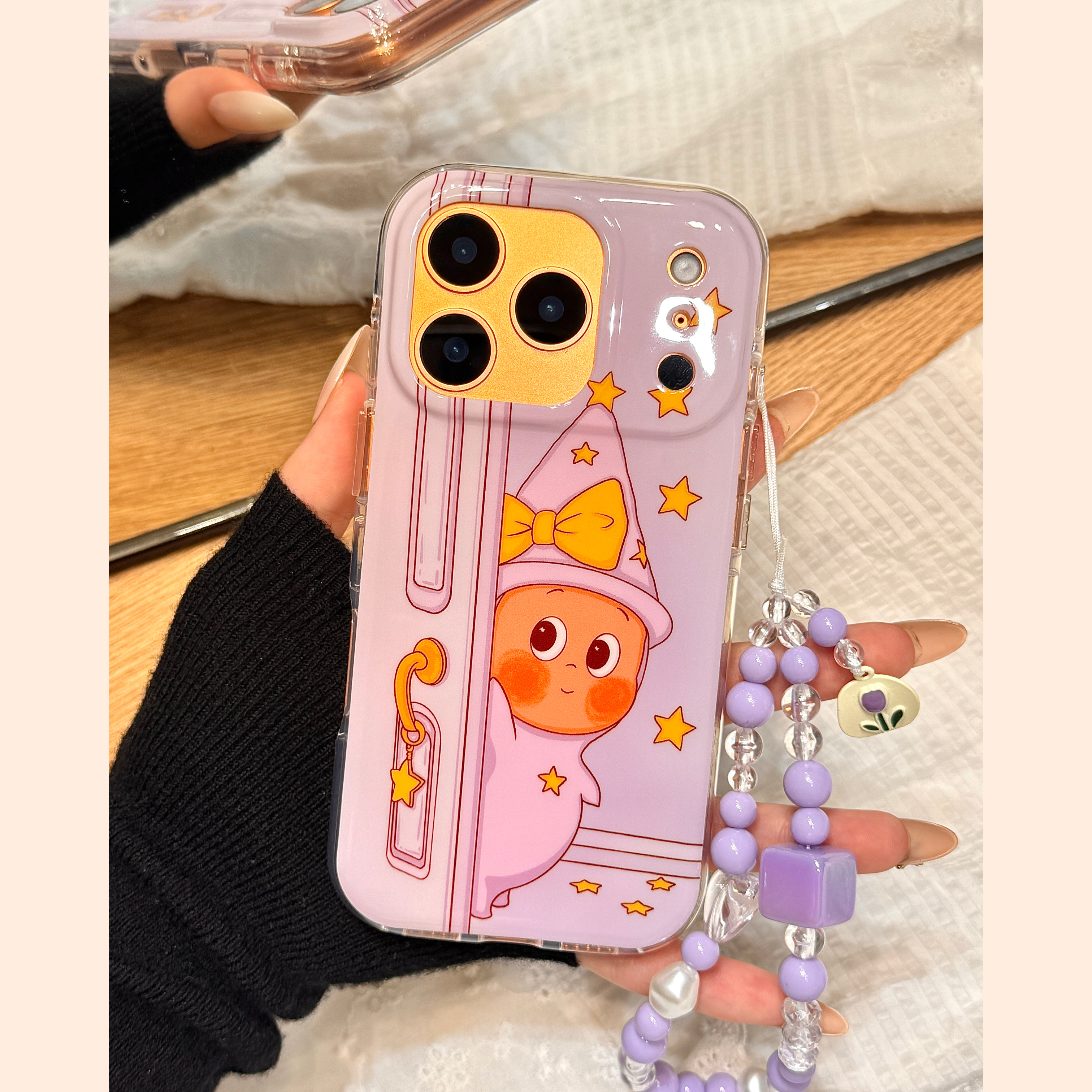 少女心紫色油画睡衣星星男孩链条适用于iphone17promax苹果14手机壳15新款16pro女13可爱17pm双层硅胶防摔套