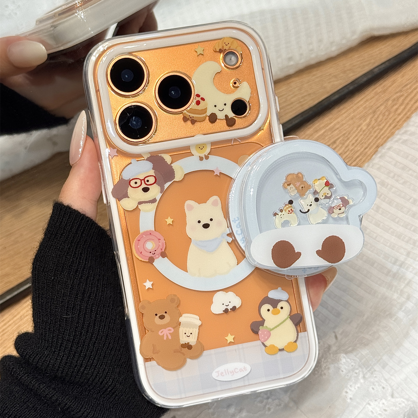 jellycat小动物可爱手套磁吸支架适用于iphone17promax苹果14手机壳15新款16pro女13二合一17pm硅胶防摔软壳