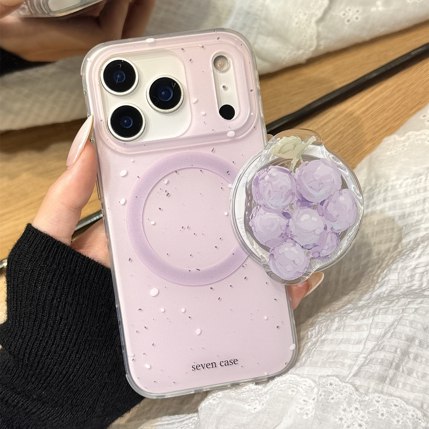 泼墨油画紫色巨峰葡萄磁吸支架适用于iphone17promax苹果14手机壳15新款16pro女13少女心17pm双层硅胶防摔套,3C数码配件,手机保护套/壳,淘宝优惠券,粉丝福利购,淘宝优惠卷