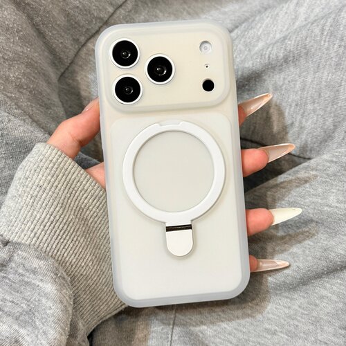 一体式支点支架磁吸透白色果冻壳适用于iphone17promax苹果14手机壳15新款16pro女13高级感17pm硅胶防摔软壳