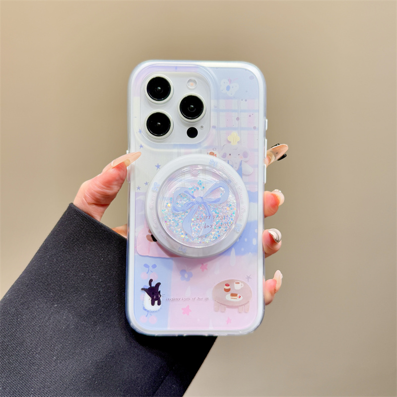 可爱沙发狗狗猫咪大象流沙磁吸支架适用于iphone16promax苹果14手机壳15新款15pro女16二合一13pm硅胶防摔套