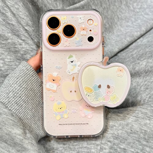 可爱油画jellycat波点小动物苹果摇摇乐支架适用于iphone17promax苹果14手机壳15新款16pro女13硅胶17pm防摔