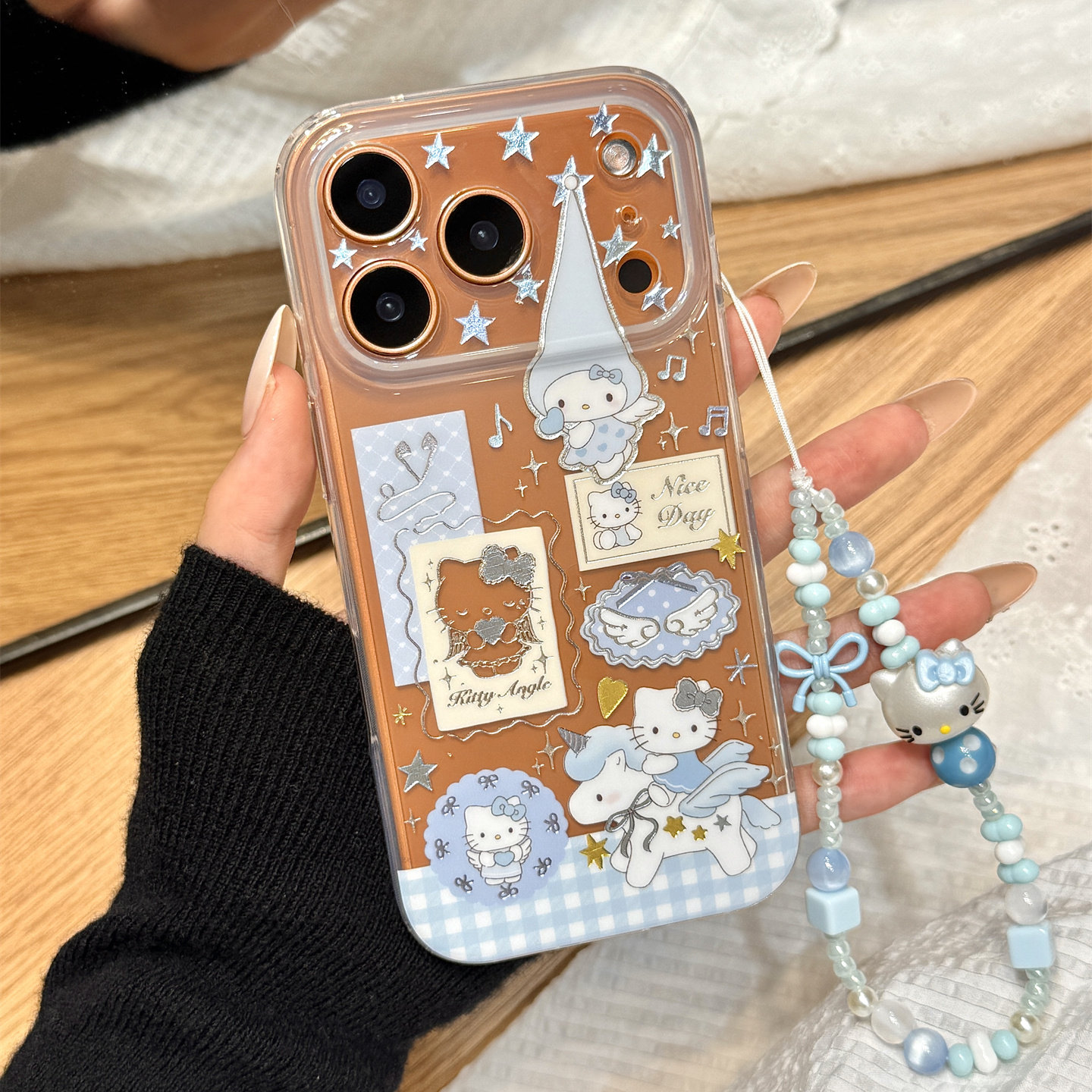 高级感鎏金星星独角兽天使kitty猫链条适用于iphone17promax苹果14手机壳15新款16pro女13透明17pm硅胶防摔套,3C数码配件,手机保护套/壳,淘宝优惠券,粉丝福利购,淘宝优惠卷