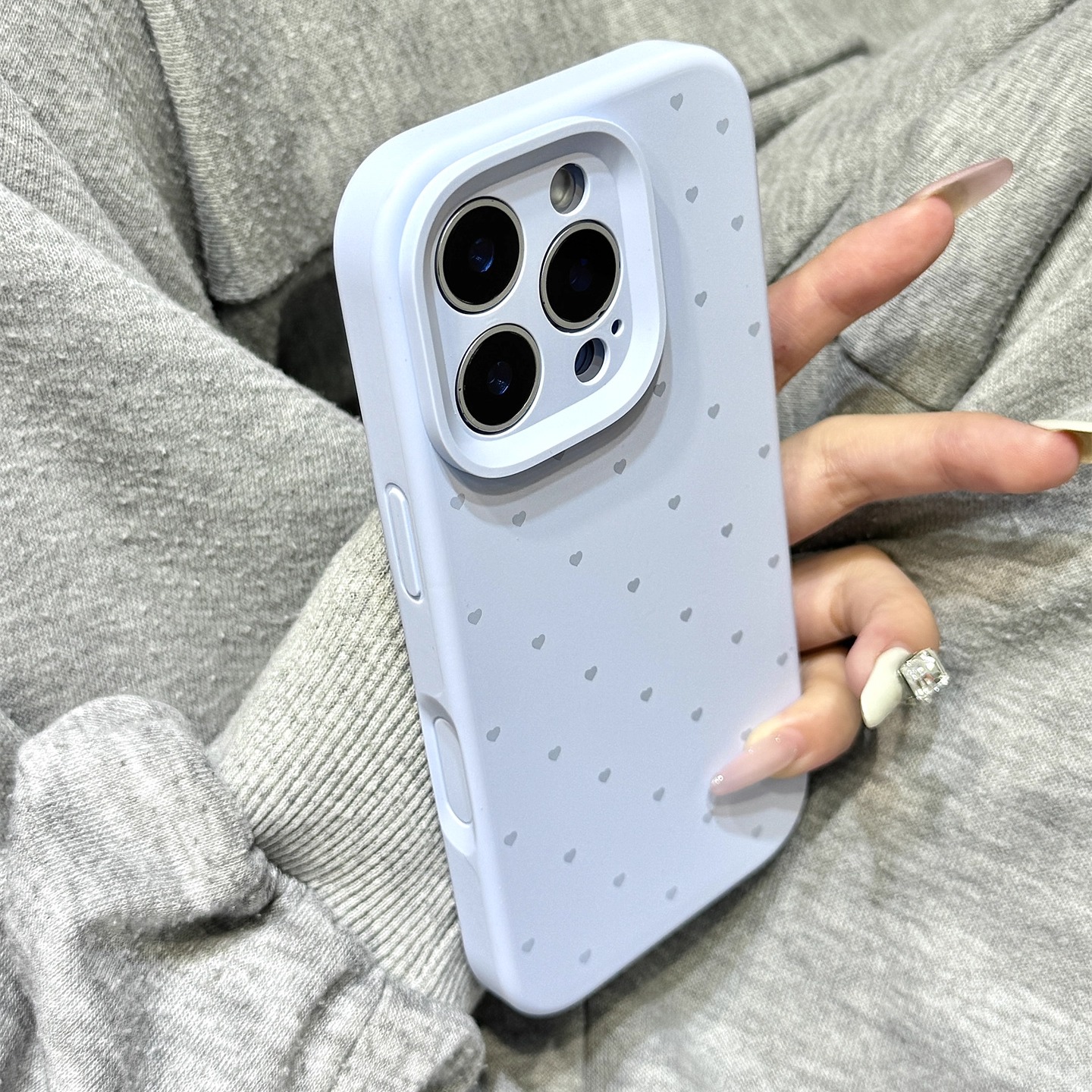 云青色满屏小爱心磨砂液态硅胶适用于iphone17promax苹果14手机壳15新款16pro女13少女心17Air全包边防摔软壳