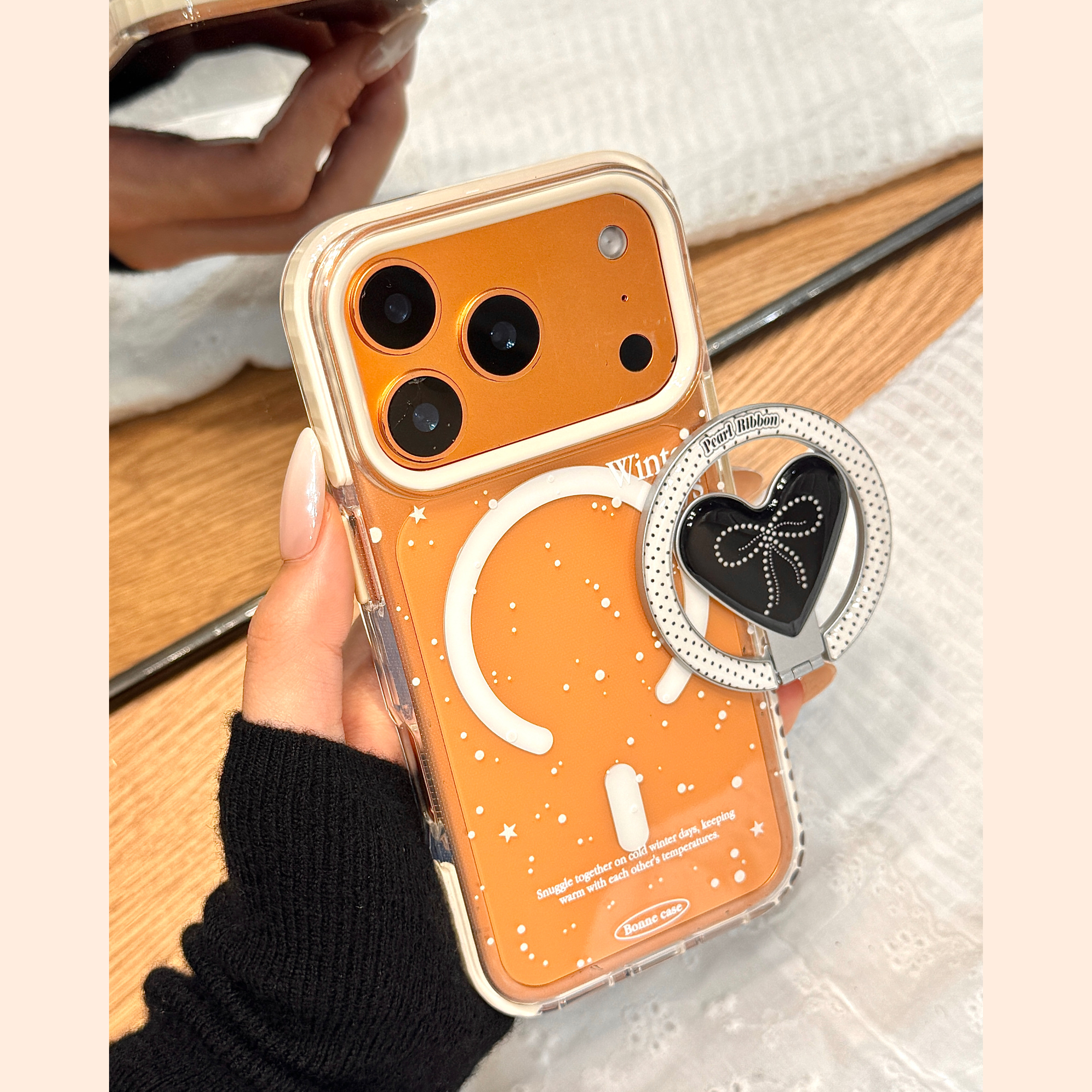 简约风泼墨星星波点爱心折叠磁吸支架适用于iphone17promax苹果14手机壳15新款16pro女13透明17pm硅胶防摔套