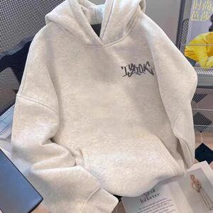 100%重磅美式潮牌字母套头卫衣女秋百搭hiphop情侣装连帽上衣潮男