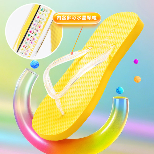 宝人透明时尚平底沙滩拖女