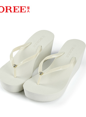 宝人高跟人字拖女2026年新款时尚外穿坡跟拖鞋厚底防滑夹脚拖鞋