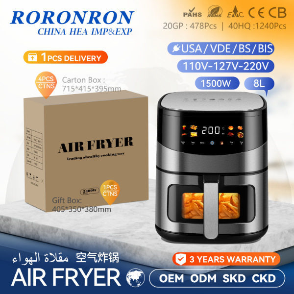 8L air fryer stainless steel visual computer fryer